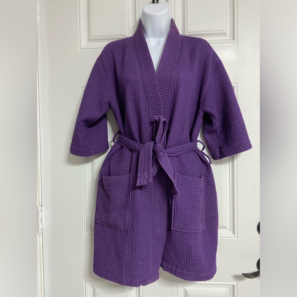 4- TURQUAZ Purple Waffle Knit Robe